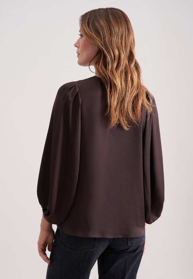 Satiniertes Blusenshirt mit V- Ausschnitt in Braun | Seidensticker Onlineshop