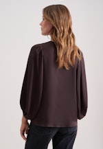 Satiniertes Blusenshirt mit V- Ausschnitt in Braun |  Seidensticker Onlineshop