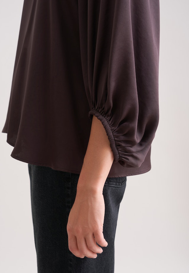 Satiniertes Blusenshirt mit V- Ausschnitt in Braun |  Seidensticker Onlineshop