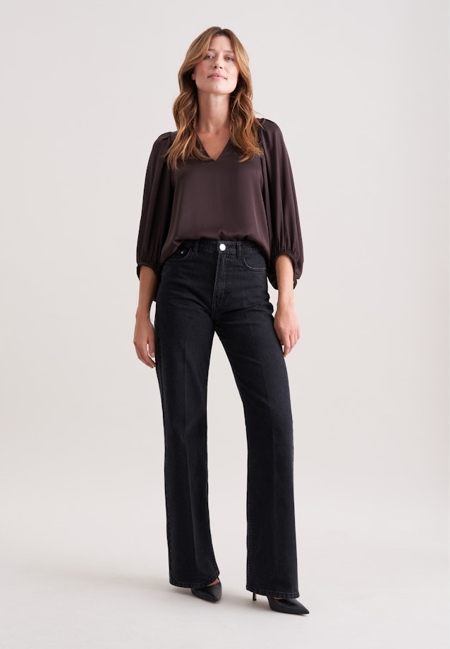 Satiniertes Blusenshirt mit V- Ausschnitt in Braun |  Seidensticker Onlineshop