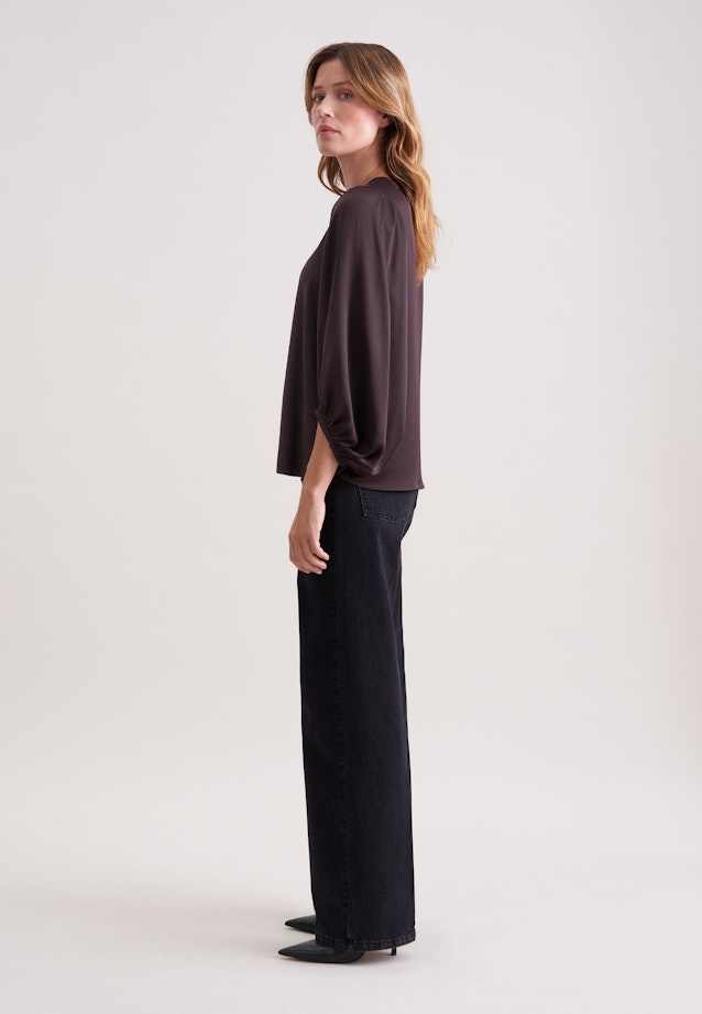 Satiniertes Blusenshirt mit V- Ausschnitt in Braun |  Seidensticker Onlineshop