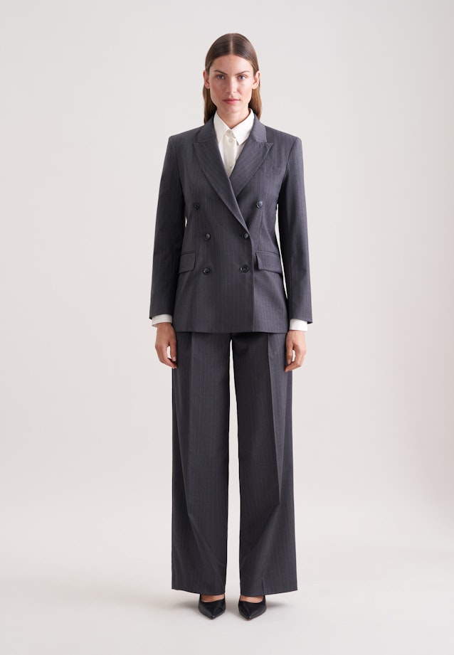 Zweireihiger Blazer mit Pattentaschen aus einer Wollmischung in Grau |  Seidensticker Onlineshop