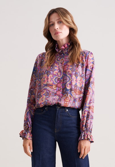 Satinierte Bluse mit Rüschendetail in Coloured paisley |  Seidensticker Onlineshop