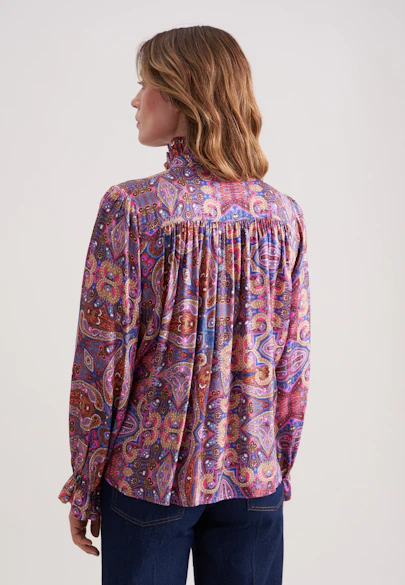 Satinierte Bluse mit Rüschendetail in Rosa |  Seidensticker Onlineshop