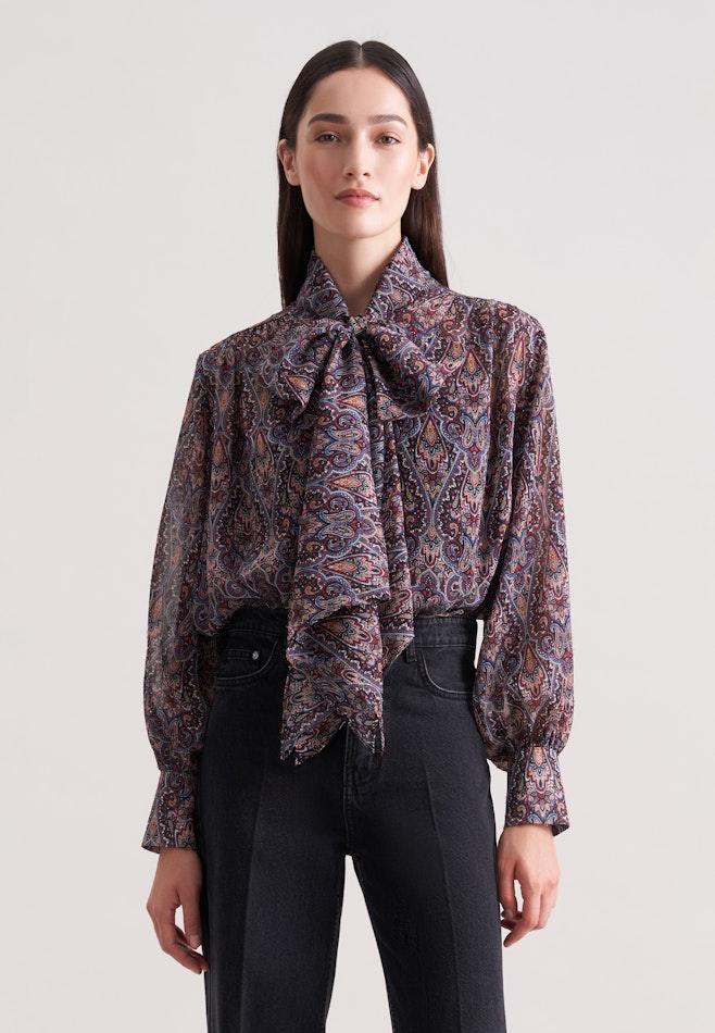 Schluppenbluse mit Metallic Garn in Dunkelblau | Seidensticker Onlineshop