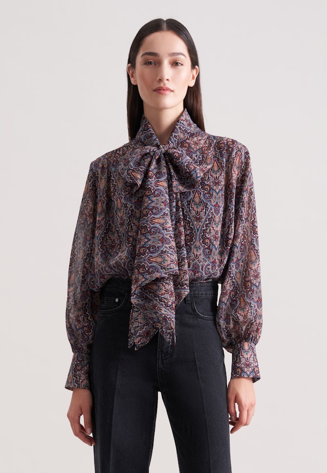 Schluppenbluse mit Metallic Garn in Dunkelblau |  Seidensticker Onlineshop