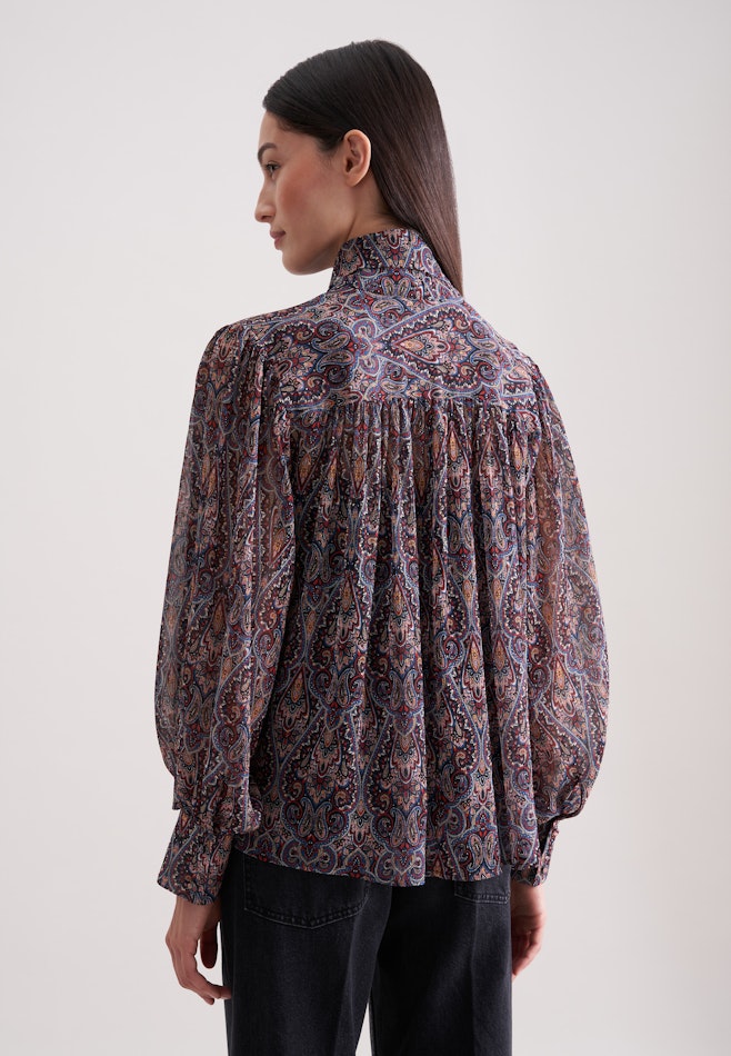 Schluppenbluse mit Metallic Garn in Dunkelblau | Seidensticker Onlineshop