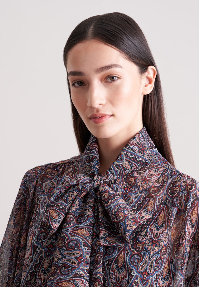 Schluppenbluse mit Metallic Garn in Dunkelblau |  Seidensticker Onlineshop