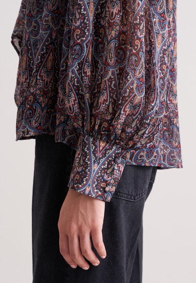 Schluppenbluse mit Metallic Garn in Dunkelblau |  Seidensticker Onlineshop