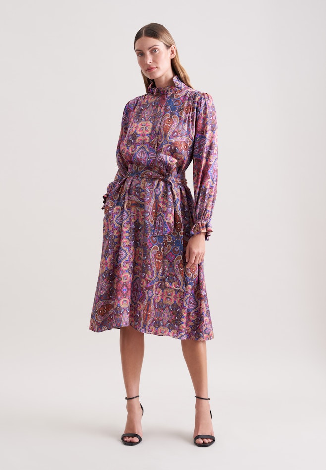 Satiniertes Kleid mit Rüschen und Gürtel in Rosa | Seidensticker Onlineshop