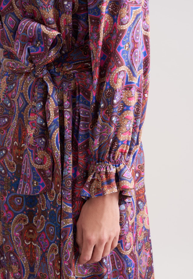 Satiniertes Kleid mit Rüschen und Gürtel in Rosa |  Seidensticker Onlineshop