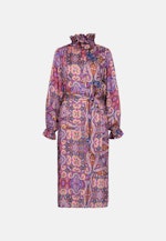 Satiniertes Kleid mit Rüschen und Gürtel in Rosa |  Seidensticker Onlineshop