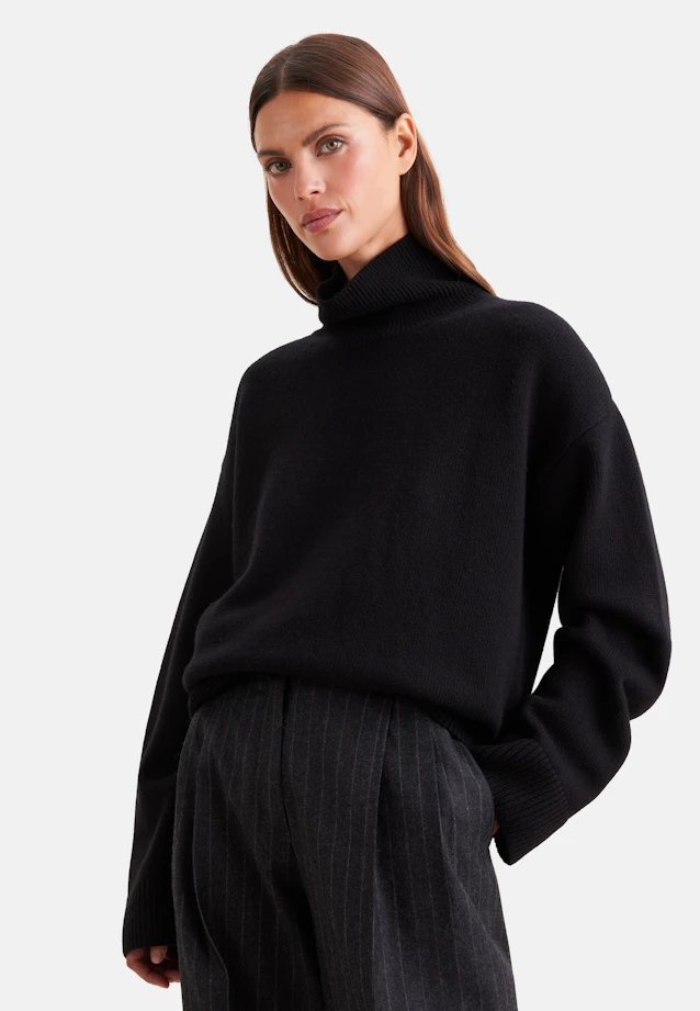 Pull en laine roulée en laine et cachemire in Noir |  Seidensticker Onlineshop