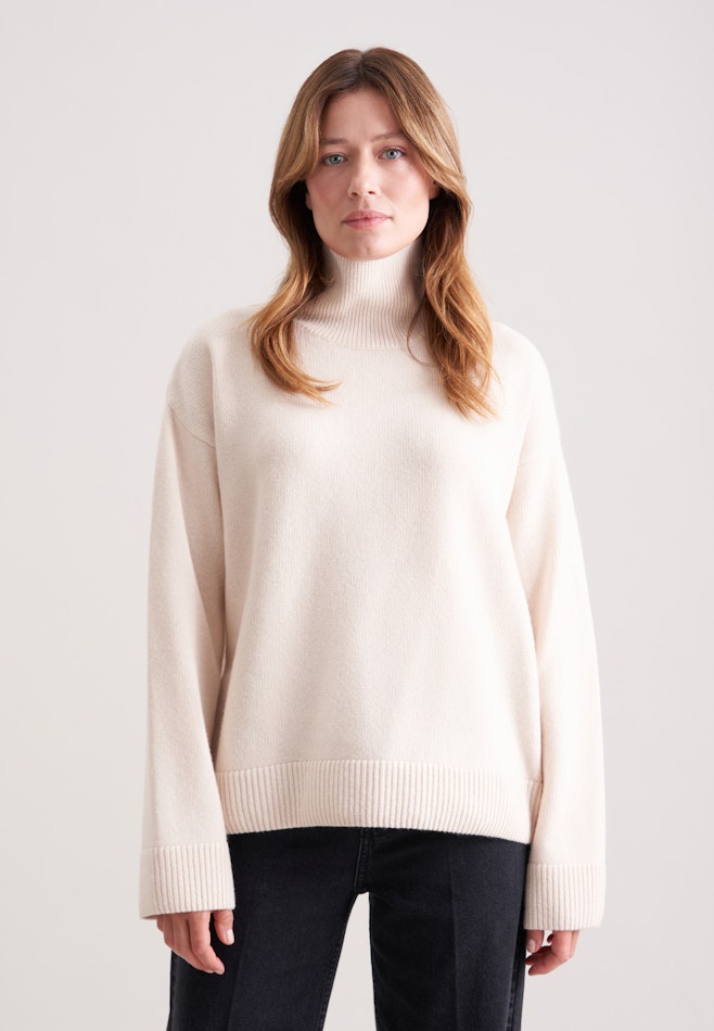 Boxy Rollkragenpullover aus Wolle und Kaschmir in Beige | Seidensticker Onlineshop