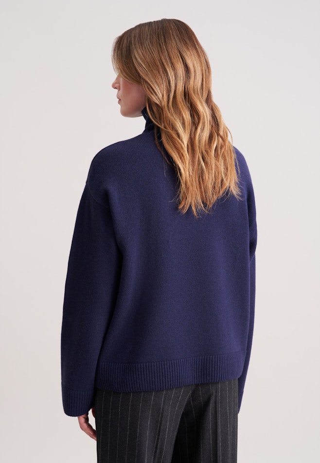 Boxy Rollkragenpullover aus Wolle und Kaschmir in Dunkelblau | Seidensticker Onlineshop
