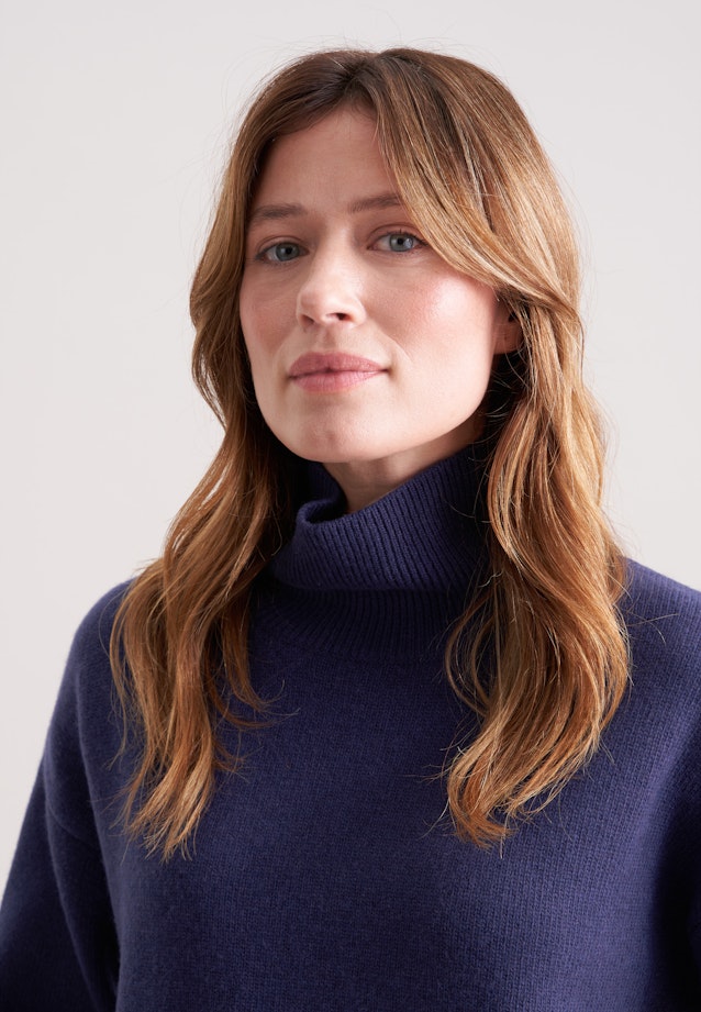 Boxy Rollkragenpullover aus Wolle und Kaschmir in Dunkelblau |  Seidensticker Onlineshop