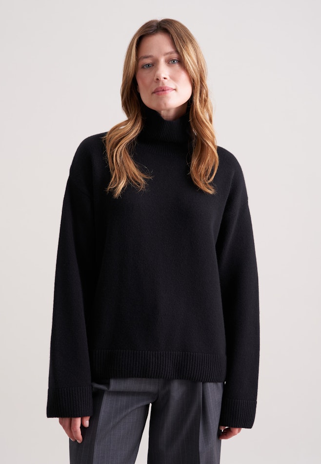 Boxy Rollkragenpullover aus Wolle und Kaschmir in Schwarz | Seidensticker Onlineshop
