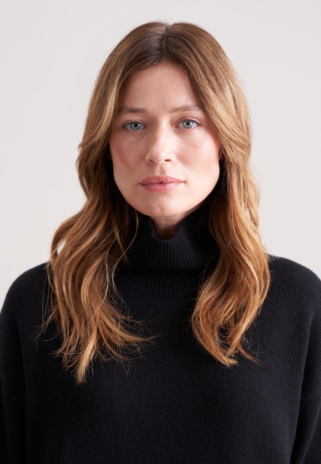 Boxy Rollkragenpullover aus Wolle und Kaschmir in Schwarz |  Seidensticker Onlineshop