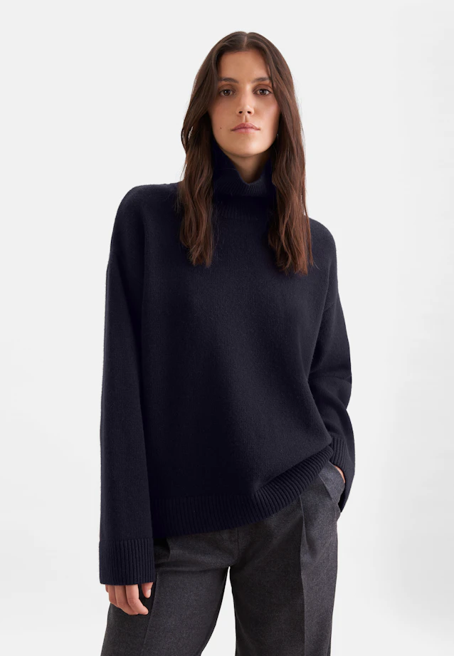 Pull en laine roulée en laine et cachemire in Bleu Foncé |  Seidensticker Onlineshop