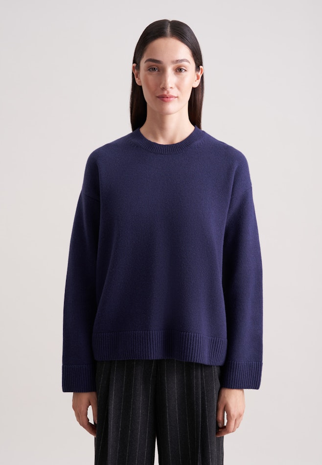 Boxy-Pullover aus Wolle und Kaschmir in Dunkelblau | Seidensticker Onlineshop