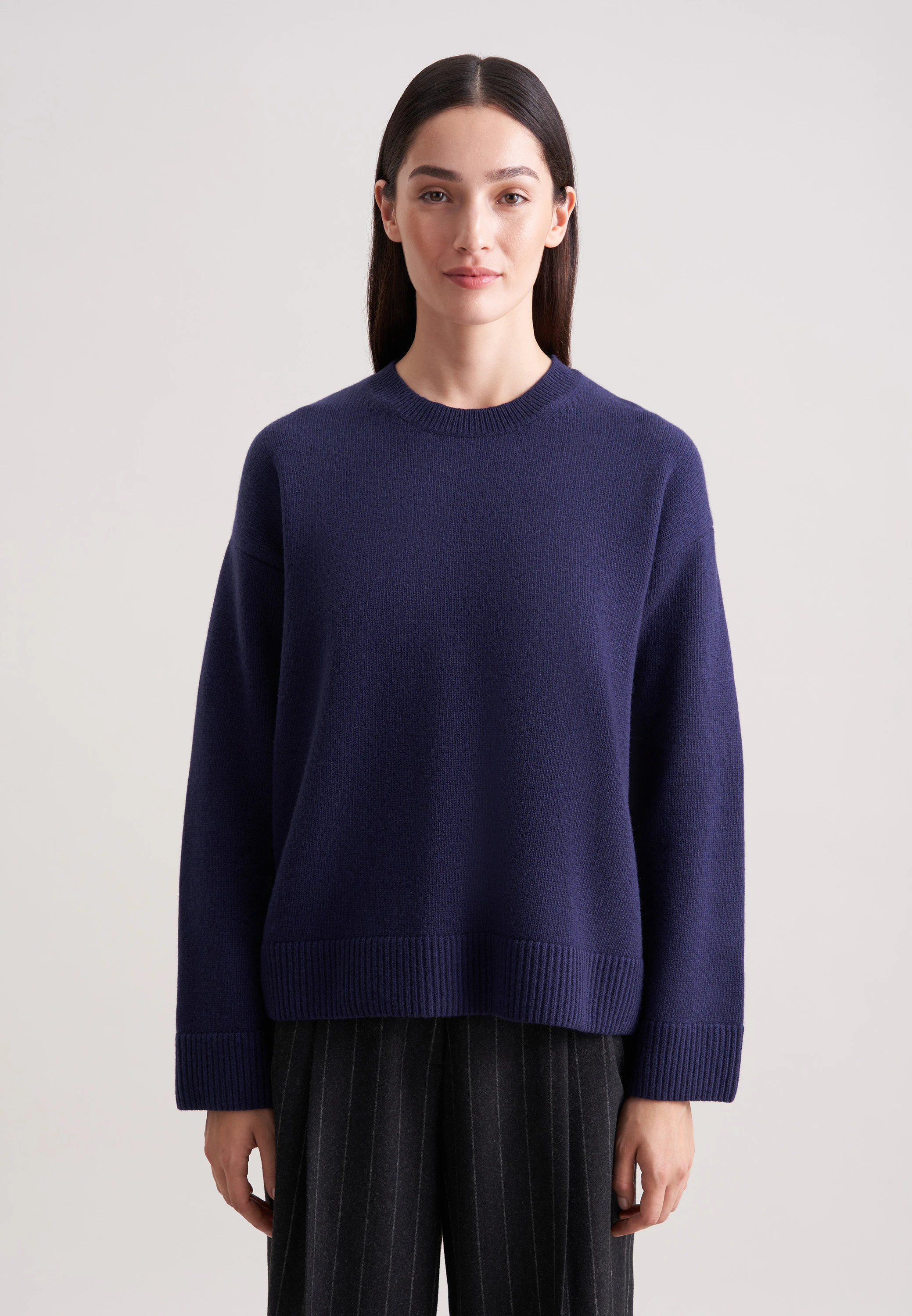 Boxy-Pullover aus Wolle und Kaschmir Blau