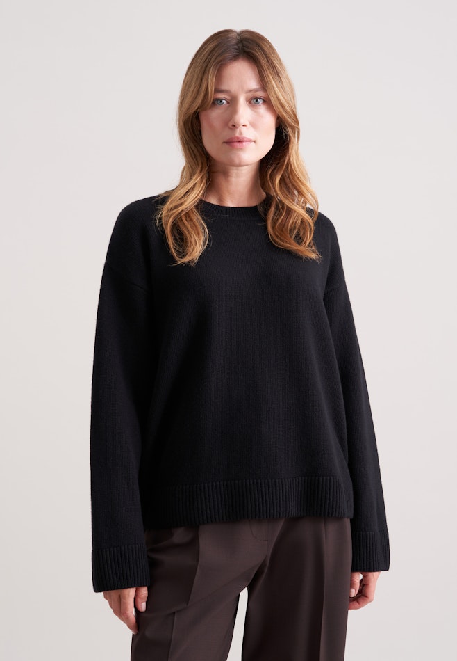 Boxy-Pullover aus Wolle und Kaschmir in Schwarz | Seidensticker Onlineshop
