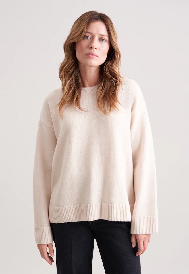 Pull carré en laine et cachemire dans Beige | Boutique en ligne Seidensticker