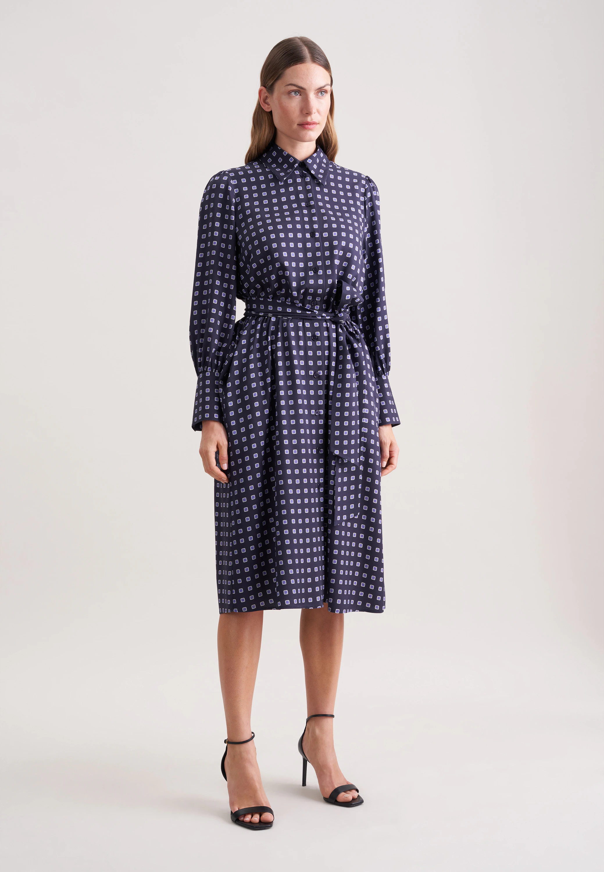 Midikleid mit Gürtel Blau