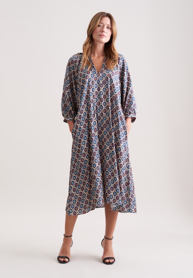 Satiniertes Kleid mit Volumenärmel in Beige |  Seidensticker Onlineshop