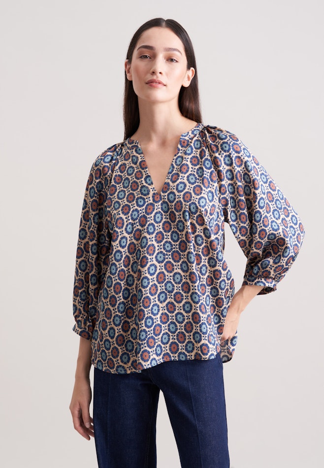Satinierte Bluse mit Volumenärmel in Beige | Seidensticker Onlineshop