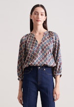 Satinierte Bluse mit Volumenärmel in Beige |  Seidensticker Onlineshop