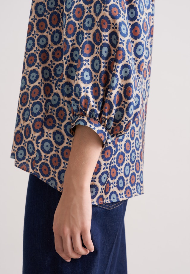 Satinierte Bluse mit Volumenärmel in Beige |  Seidensticker Onlineshop