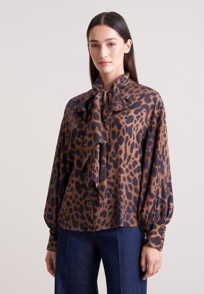 Satinierte Bluse mit Schleifendetail in Beige | Seidensticker Onlineshop