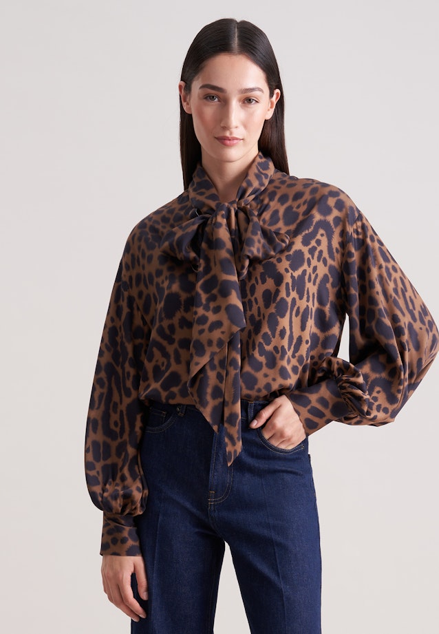 Satinierte Bluse mit Schleifendetail in Beige |  Seidensticker Onlineshop