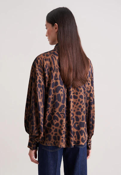 Satin blouse with bow detail in Beige |  Seidensticker Onlineshop