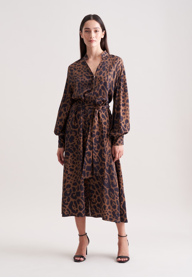 Satiniertes Kleid mit voluminösen Ärmeln in Beige |  Seidensticker Onlineshop