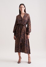 Satiniertes Kleid mit voluminösen Ärmeln in Beige |  Seidensticker Onlineshop