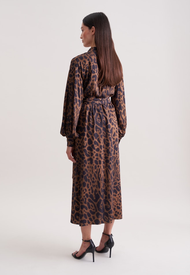 Satiniertes Kleid mit voluminösen Ärmeln in Beige | Seidensticker Onlineshop