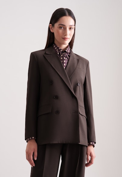 Zweireihiger Blazer mit Pattentaschen aus einer Wollmischung in Braun |  Seidensticker Onlineshop