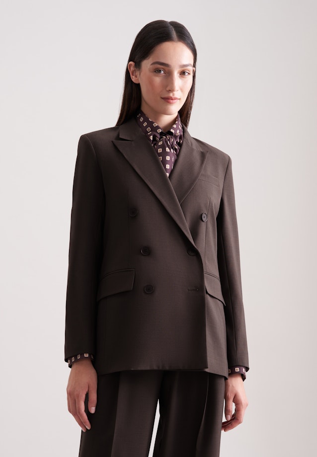 Zweireihiger Blazer mit Pattentaschen aus einer Wollmischung in Braun |  Seidensticker Onlineshop