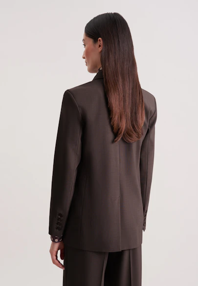 Zweireihiger Blazer mit Pattentaschen aus einer Wollmischung in Braun |  Seidensticker Onlineshop