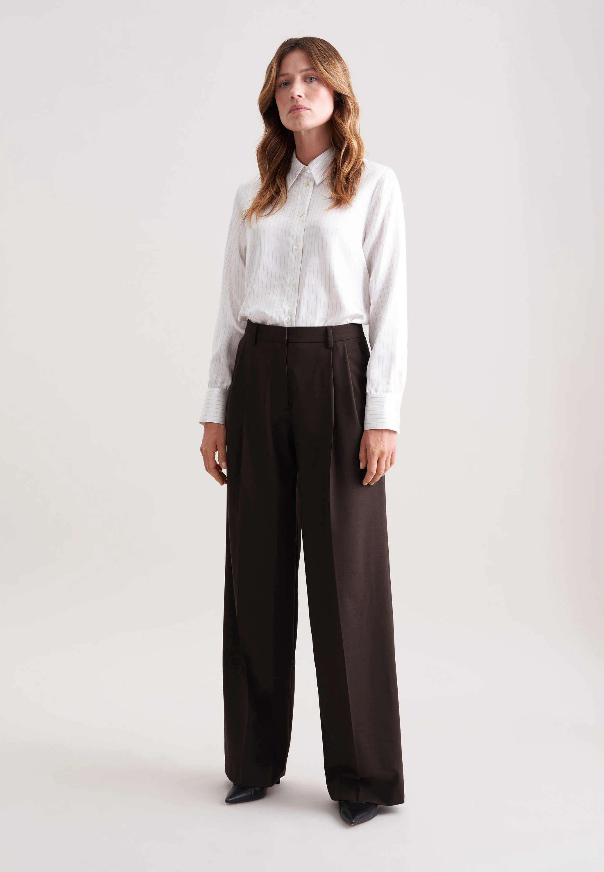 Bundfaltenhose aus Wollmischung Braun 42