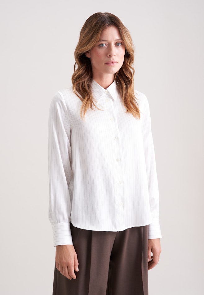 Satinierte Bluse mit Nadelstreifen in Weiß | Seidensticker Onlineshop