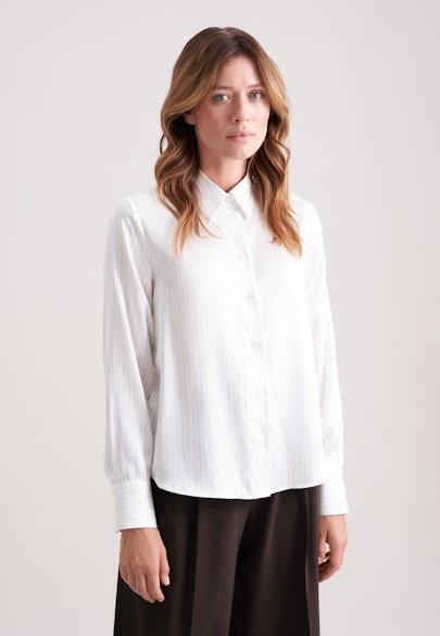Satinierte Bluse mit Nadelstreifen in Blanc |  Seidensticker Onlineshop