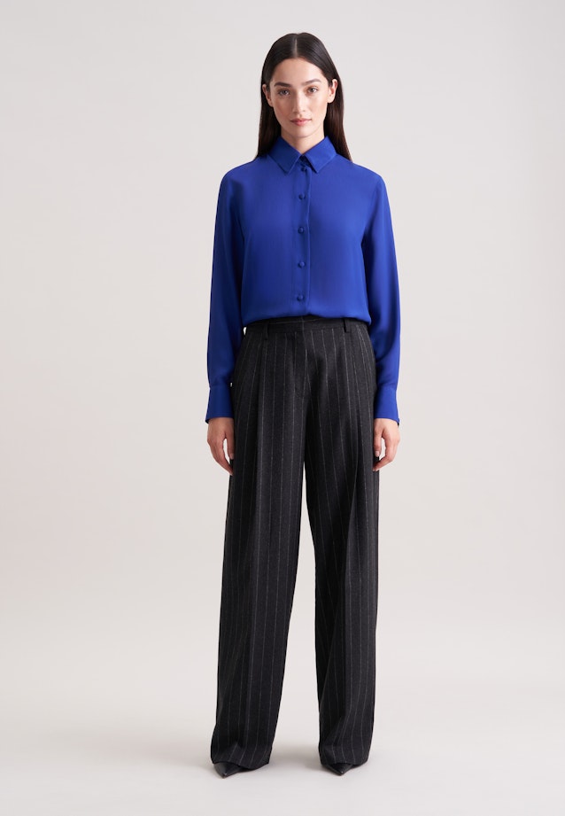 Fließende Hemdbluse aus Chiffon in Mittelblau |  Seidensticker Onlineshop