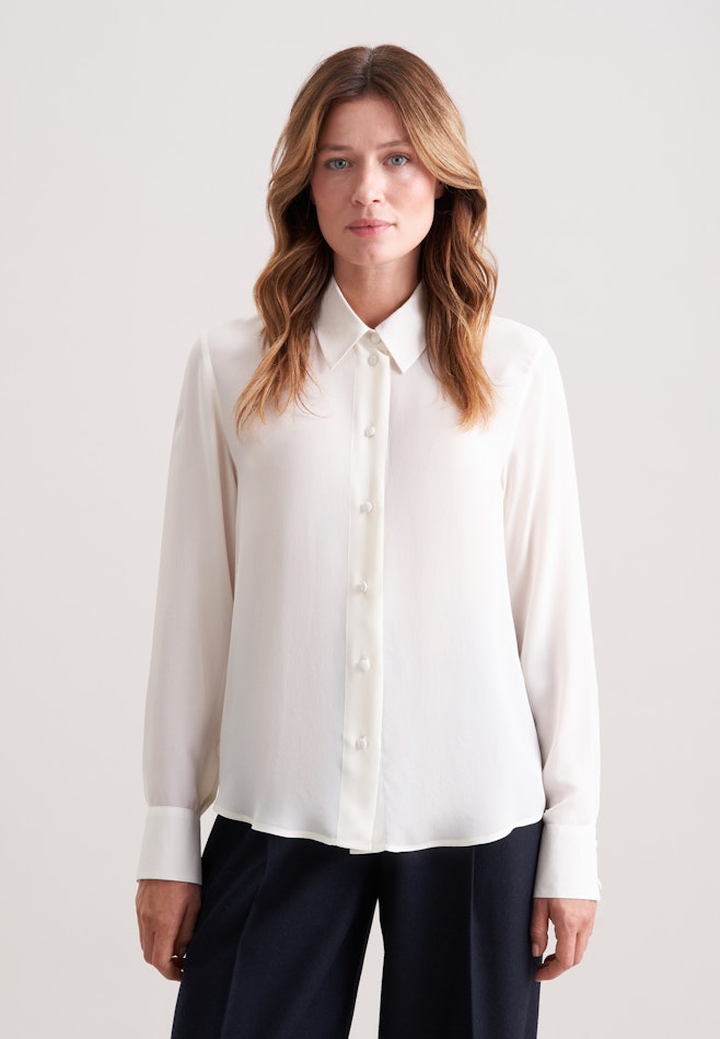 Fließende Hemdbluse aus Chiffon in Weiß | Seidensticker Onlineshop
