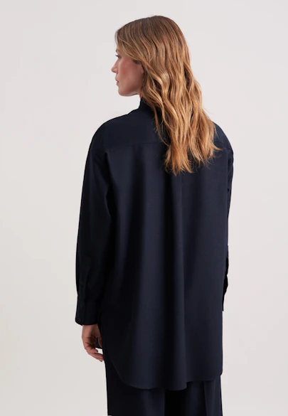 Oversized Hemdbluse aus Flanell in Dunkelblau |  Seidensticker Onlineshop