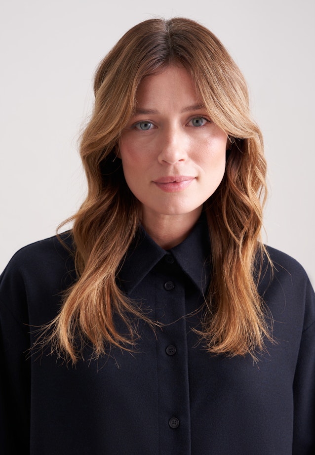 Oversized Hemdbluse aus Flanell in Dunkelblau |  Seidensticker Onlineshop