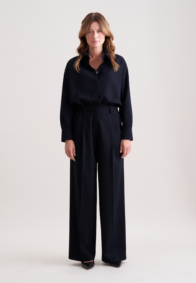 Oversized Hemdbluse aus Flanell in Dunkelblau |  Seidensticker Onlineshop