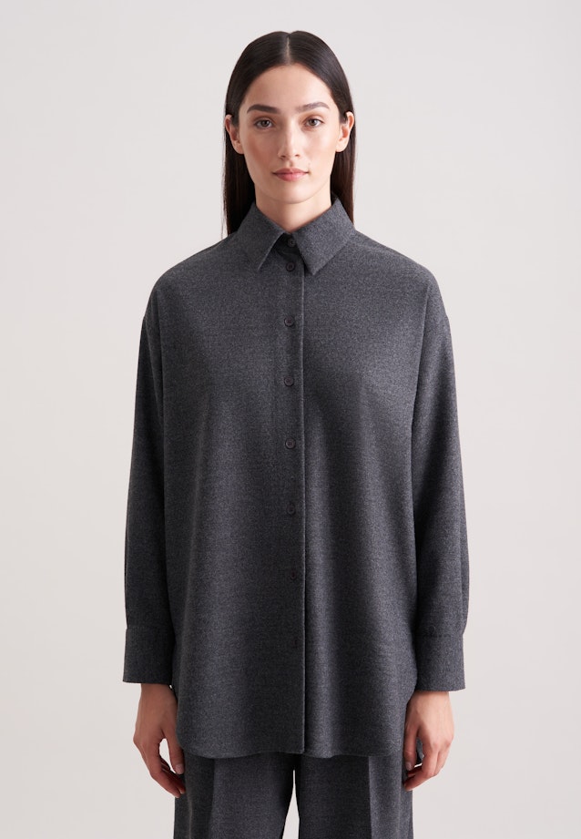 Oversized Hemdbluse aus Flanell in Grau |  Seidensticker Onlineshop